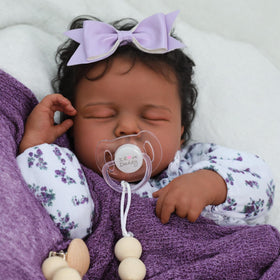SCOM Reborn doll black girl 20-inch eyes convey expression and companionship during pretend play.