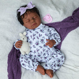 SCOM Reborn doll black girl 20-inch safety cert indicates non-toxic materials for safe use.