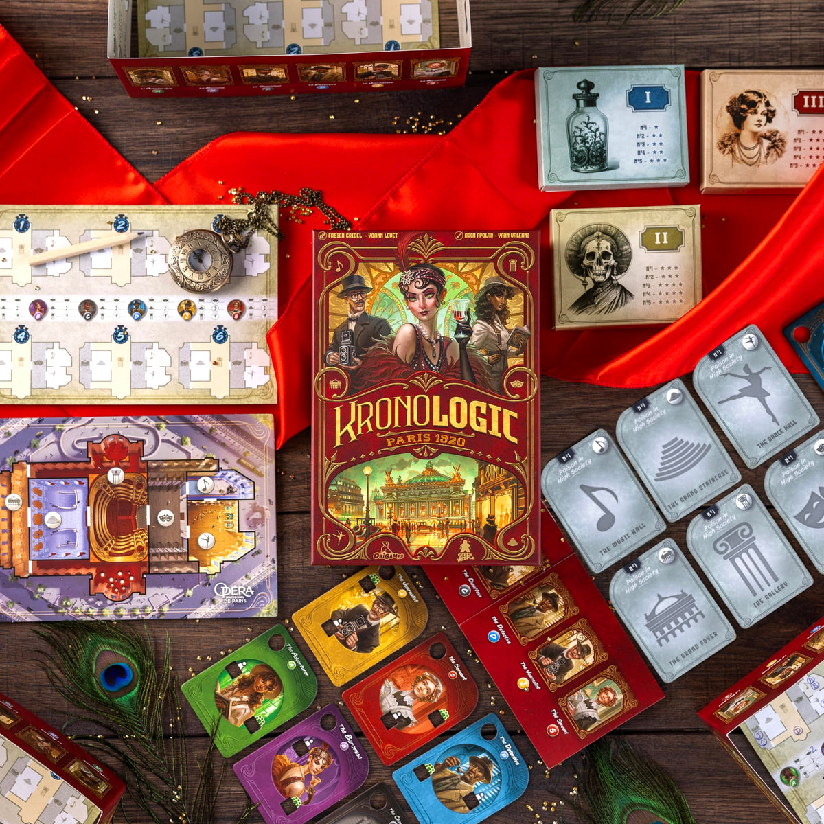 Scorpion Masqué Kronologic clue tiles support strategic observation.