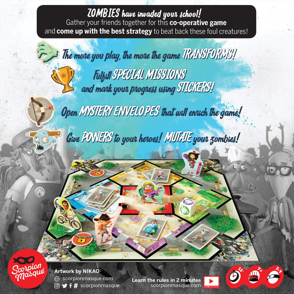 Scorpion Masqué Zombie Kidz Evolution unlock content via envelopes for expanded play.