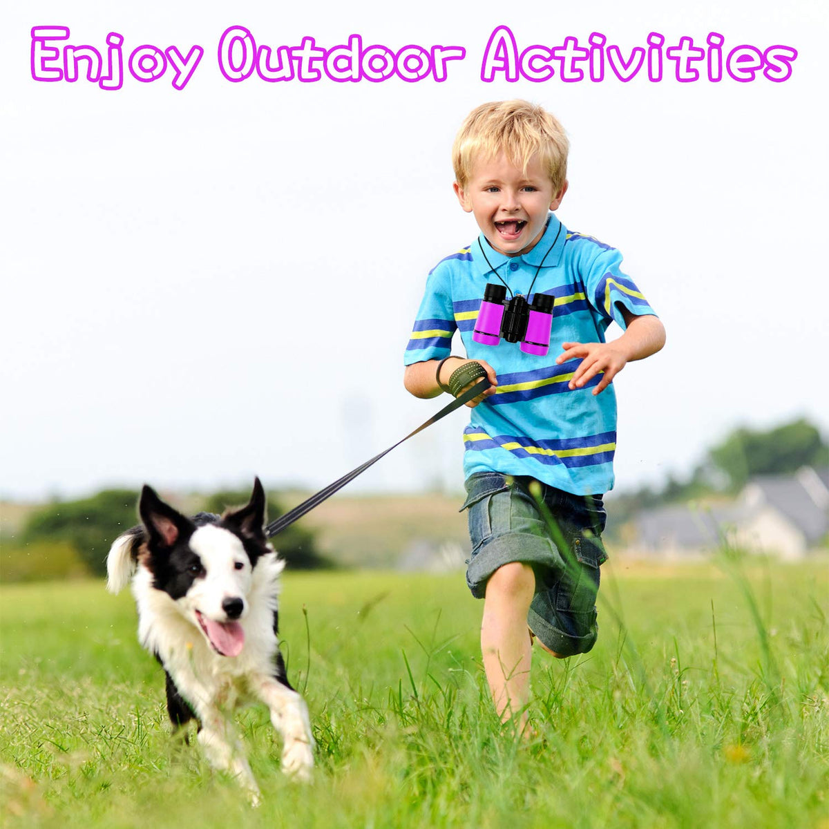 Scotamalone binoculars include a neck strap for easy carrying outdoors.