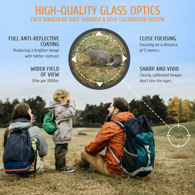 Scotar BeBison kids binoculars ergonomic grip for comfortable viewing.