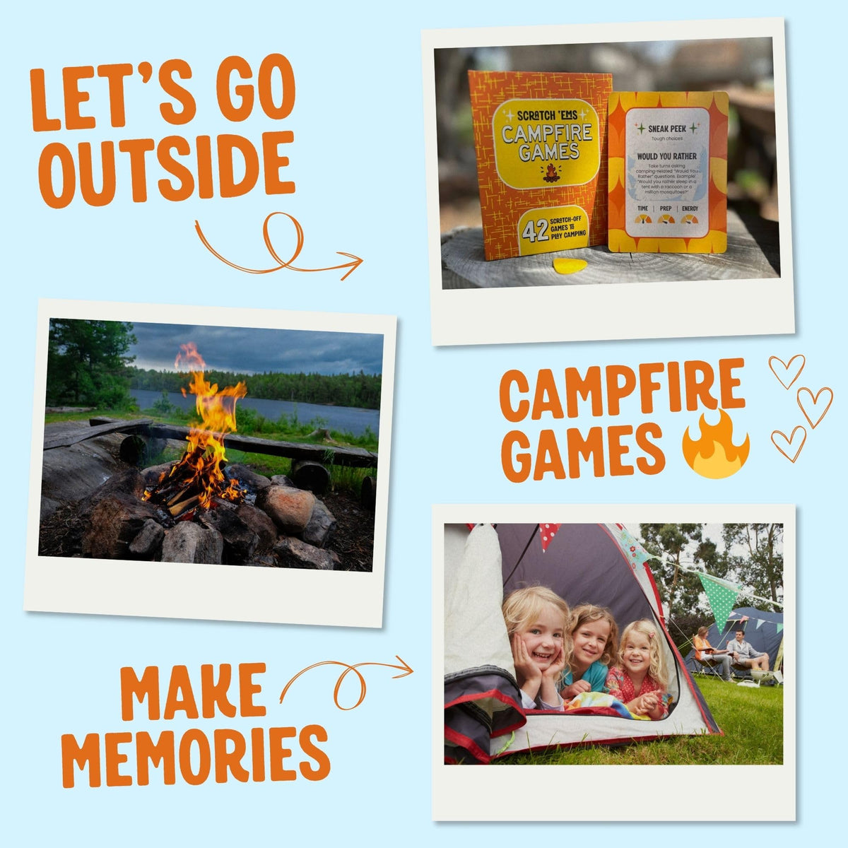 Scratch 'Ems Campfire Games idea-spark cards ignite imagination on trips
