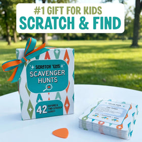 Scratch 'Ems premium vintage design on sturdy adventure cards for reuse.