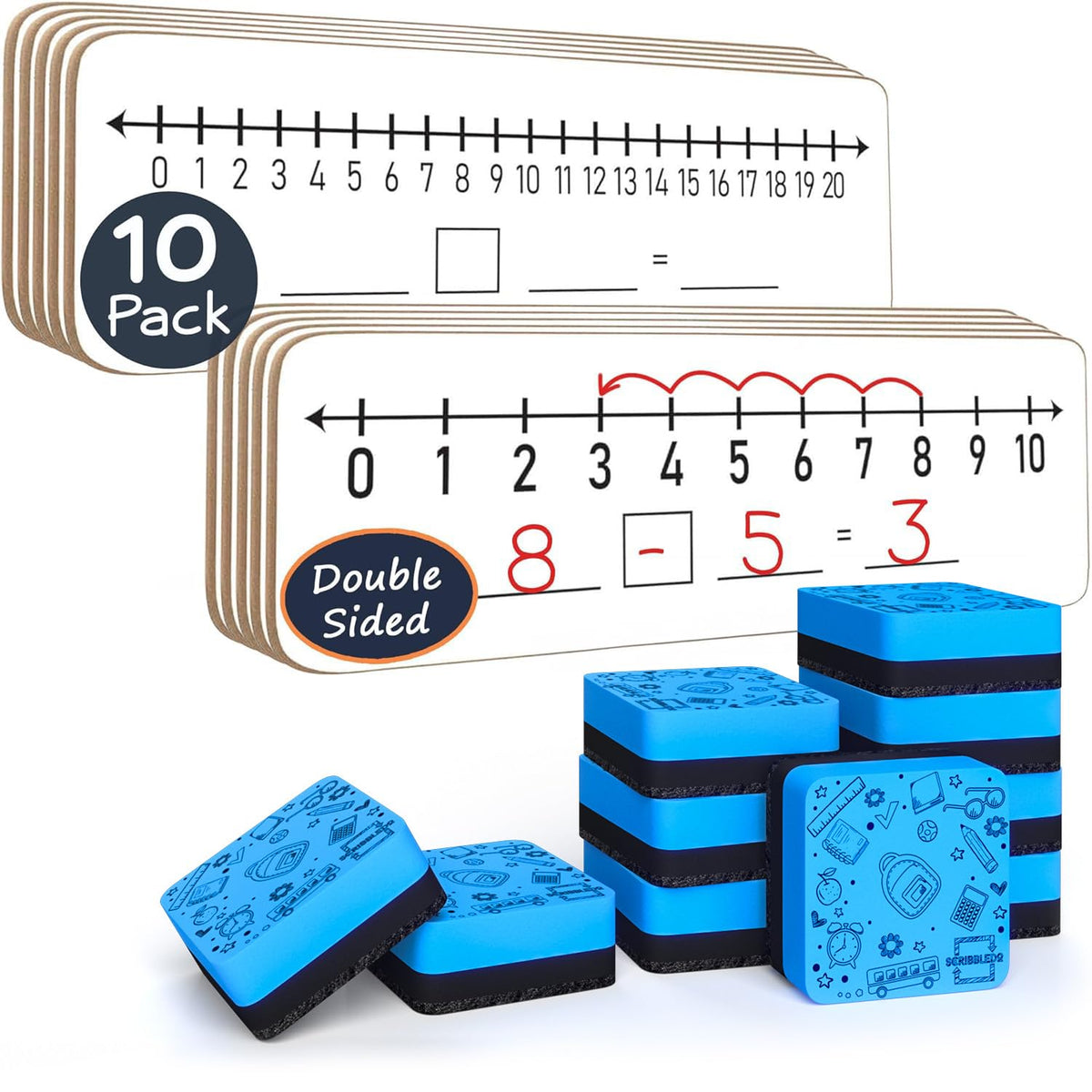 Scribbledo dry erase numberline board 1-10 side for classroom practice