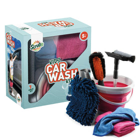 SCRUBIT Kids Carwash Kit bucket for kids-sized washing fun with real-world vehicle tasks.
