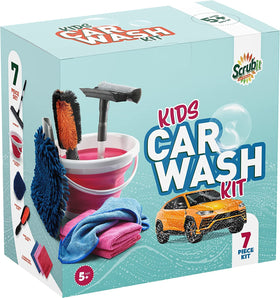 SCRUBIT expandable squeegee reaches tight spots during outdoor washes.