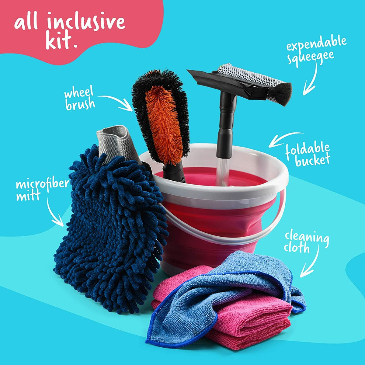 SCRUBIT Kids Carwash Kit squeegee helps kids rinse surfaces safely.