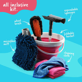 SCRUBIT Kids Carwash Kit squeegee helps kids rinse surfaces safely.