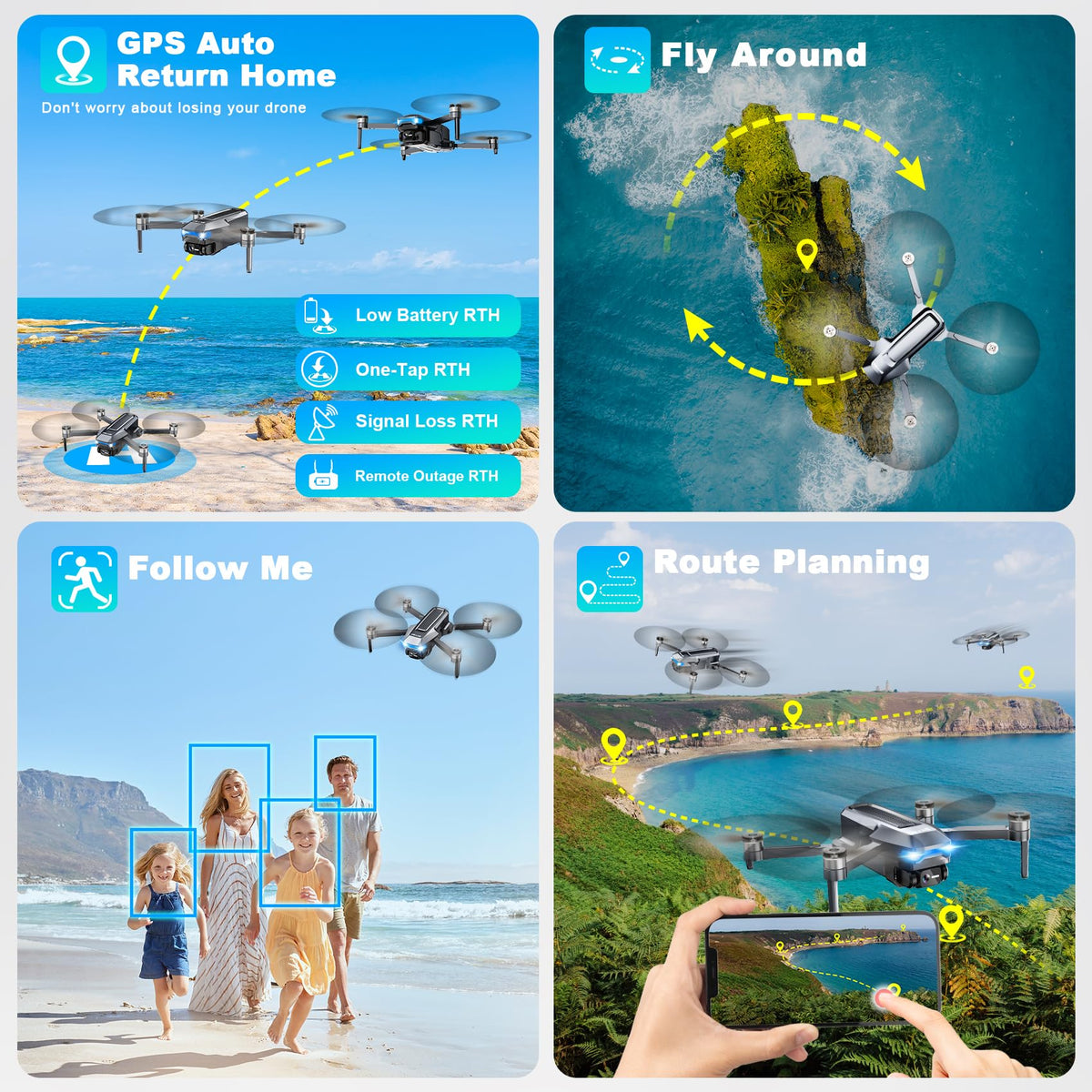 Scrubuz drone with LED screen displays battery and GPS data.