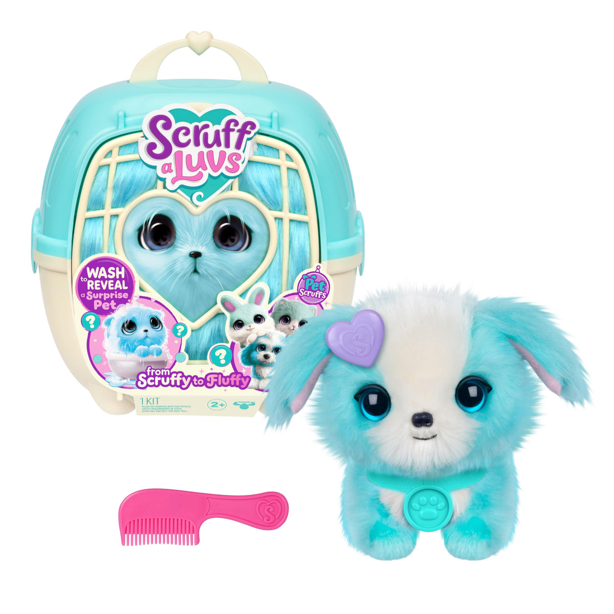 SCRUFFALUVS Blue Surprise Pet after wash reveals a cuddly mystery plush