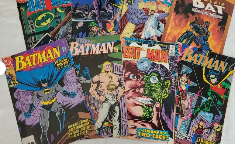 Close-up of Batman issue covers, signaling a curated, dupe-free collection.