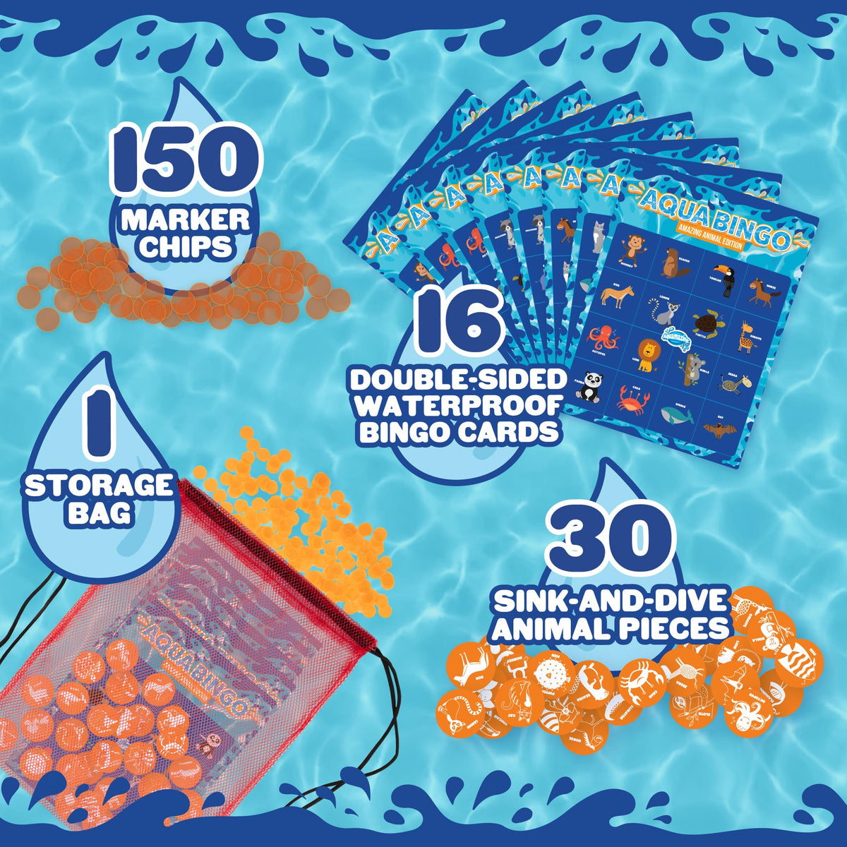 SCS Direct marker chips floating above water, making card fills clear and quick.
