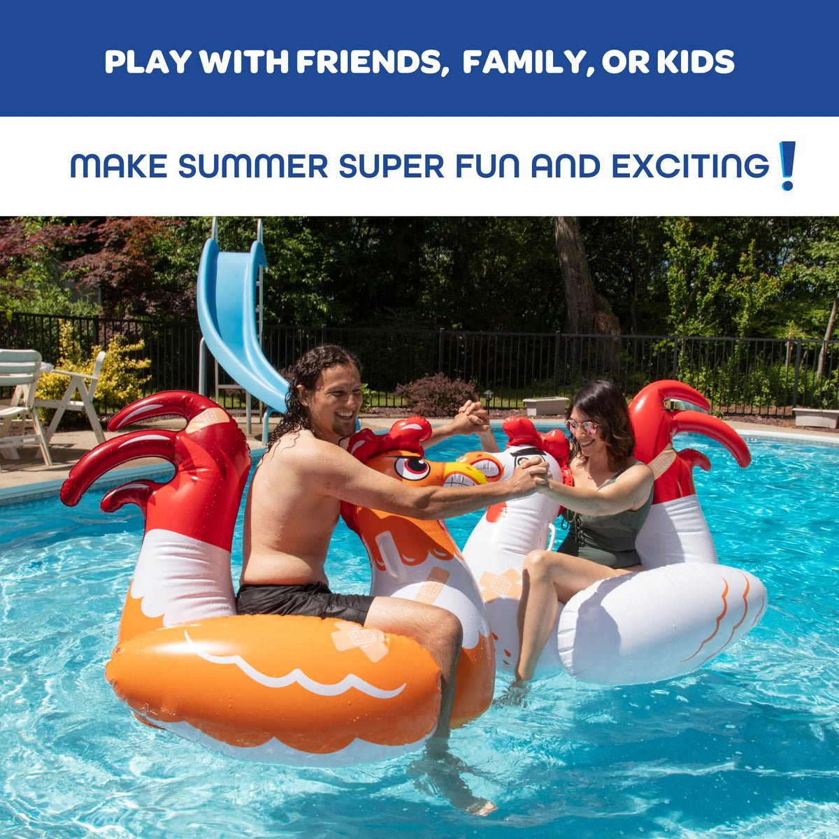 SCS Direct two-player water wrestle float ideal for backyard pool parties.