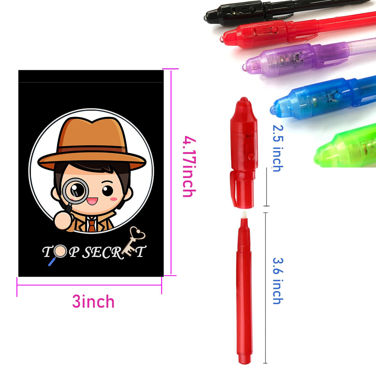 SCStyle invisible ink pen close-up with built-in UV light reveals hidden notes.