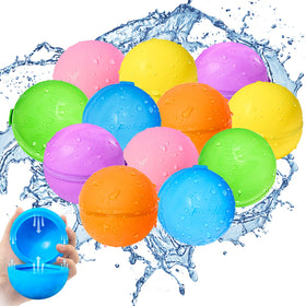SCUATANBE 12pcs reusable water balloons quick-fill action for effortless summer fun.