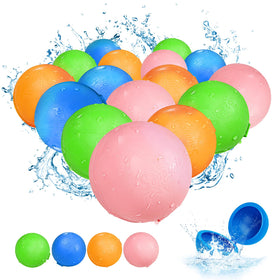 SCUATANBE 16pcs reusable water balloons ready for quick-fill action in sunny backyard play