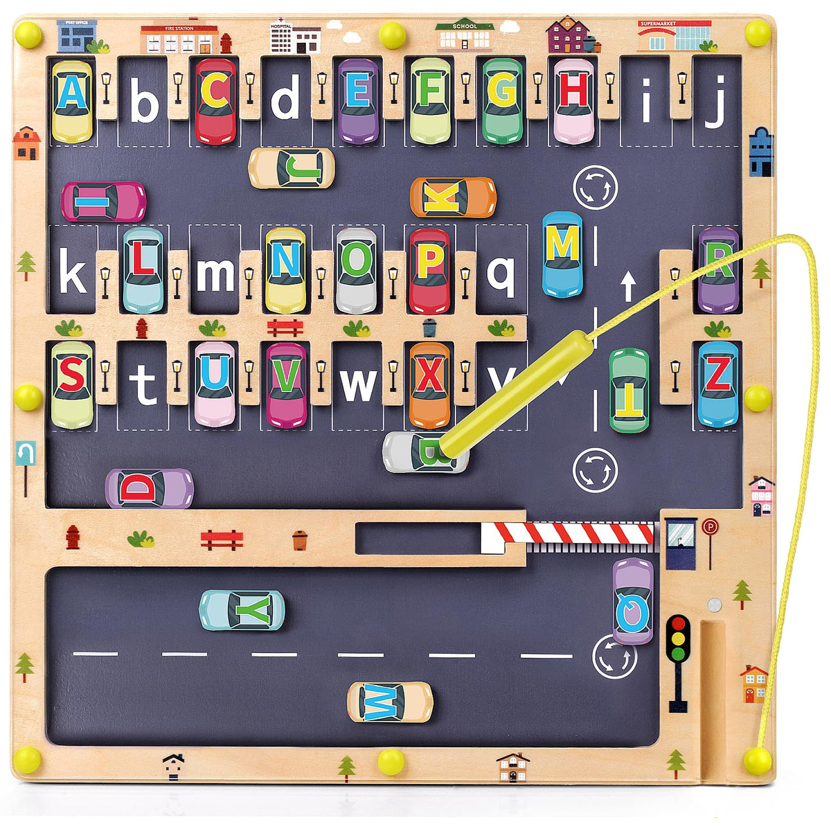 Scuwtocn wooden magnetic alphabet maze board for durable early learning.