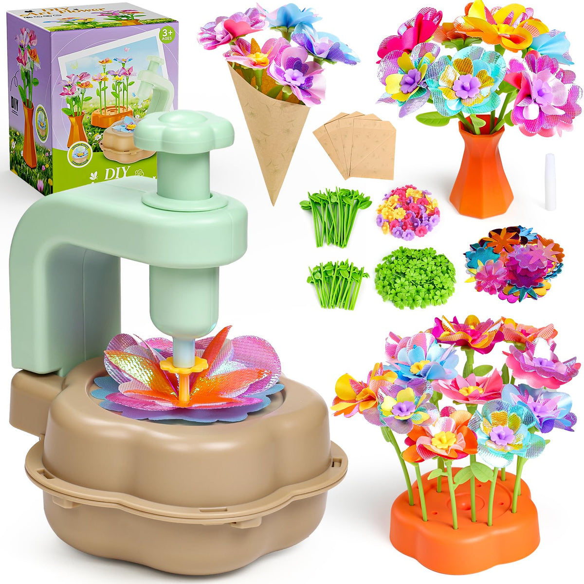 Scvcid DIY art flower toys bouquet set offers complete accessories for creative play.