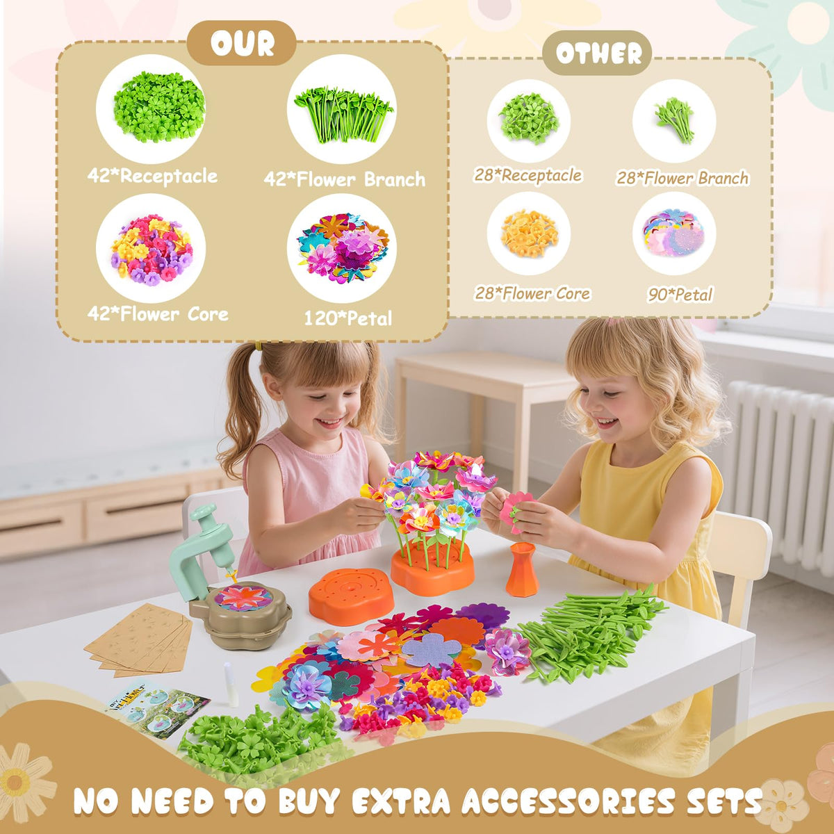 Scvcid flower maker assembly guides kids to build and customize bouquets easily.