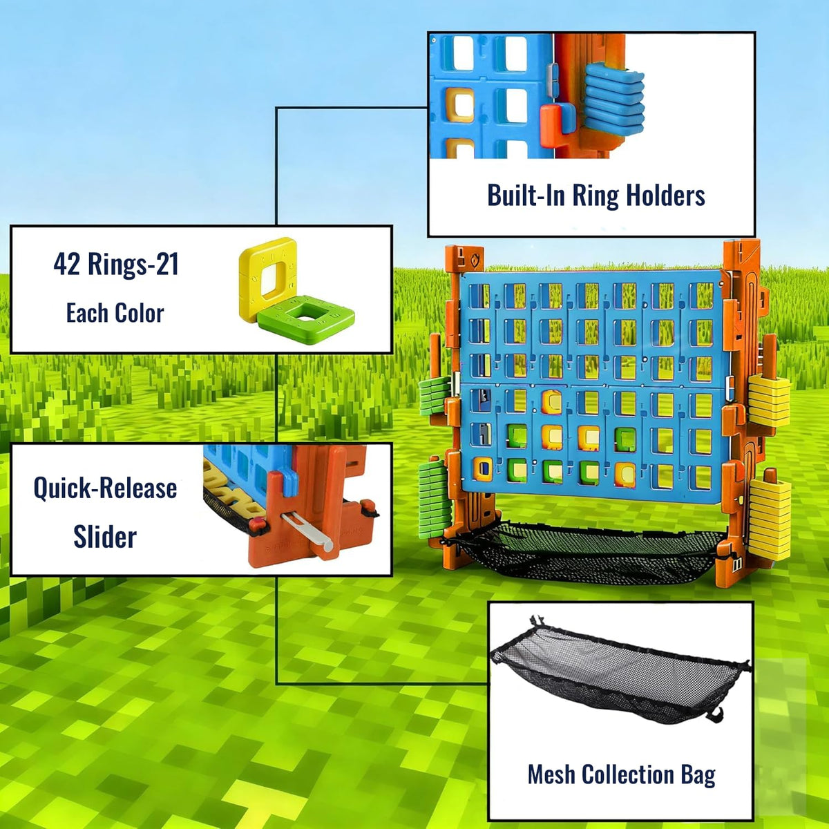 SDADI Click Giant 4-in-a-Row outdoor play in backyard or park.