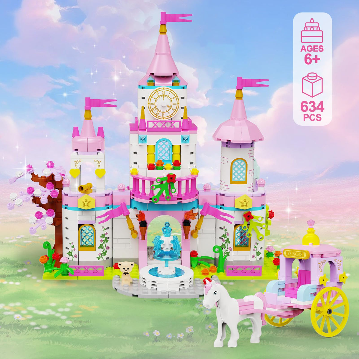 SDVWSF Princess Castle movable carriage enhances storytelling and role play
