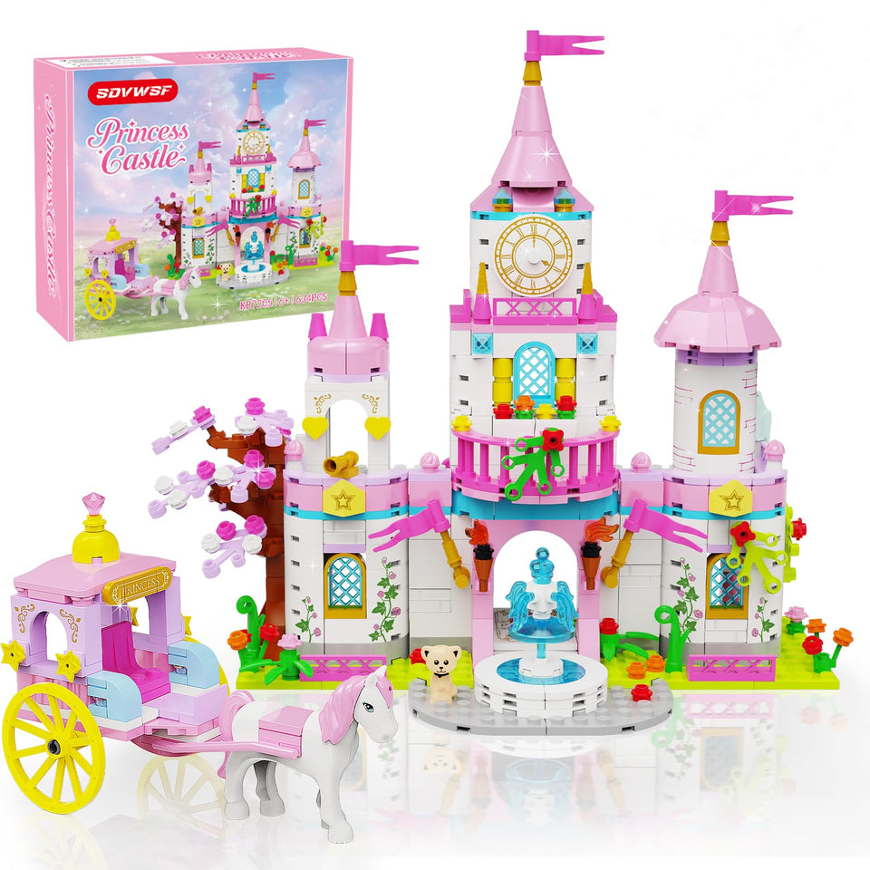 SDVWSF Princess Castle with rotating fountain for dynamic play and display