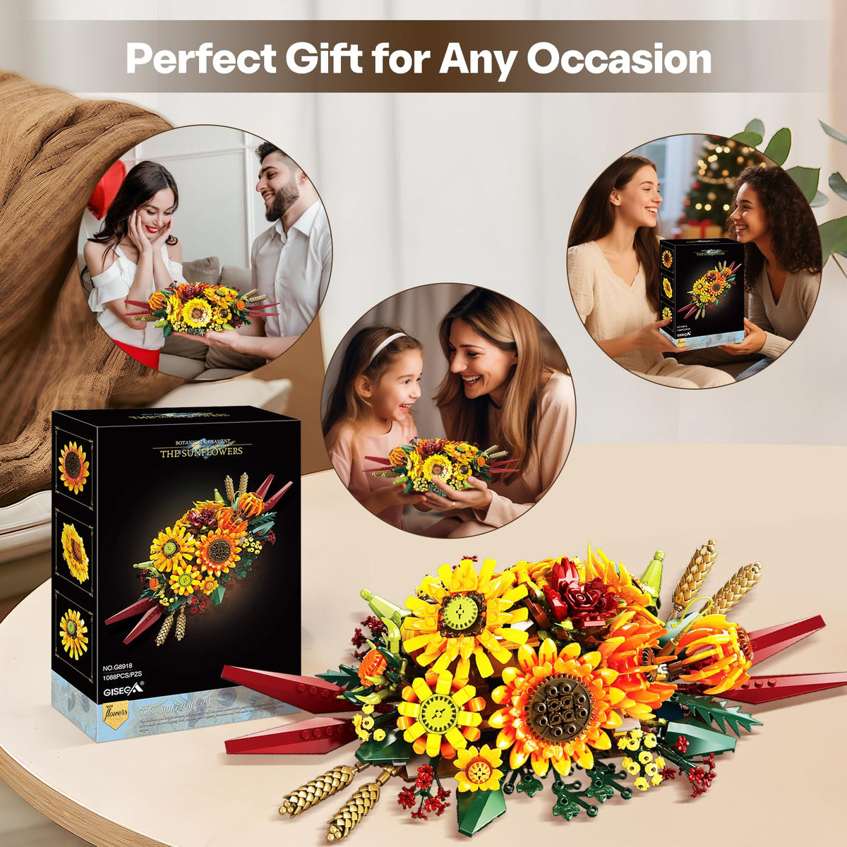 SDVWSF Sunflower home office decor blocks provide a vibrant desk accent