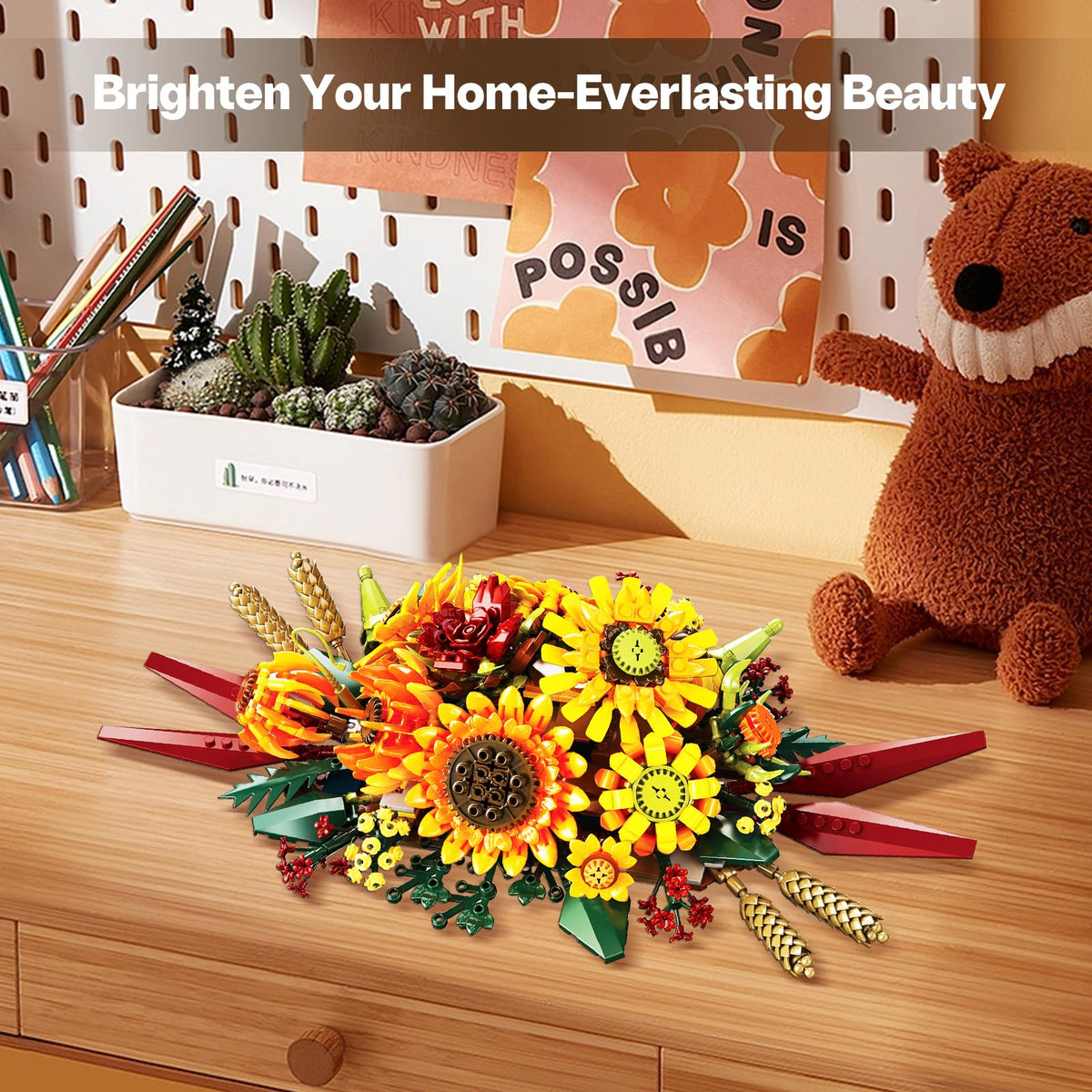 SDVWSF Van Gogh-inspired sunflower bricks close-up shows warm tones ideal for living rooms