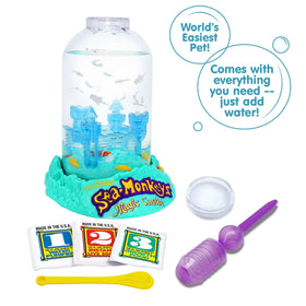 Sea Monkeys Magic Castle tank filled with water for instant at-home viewing
