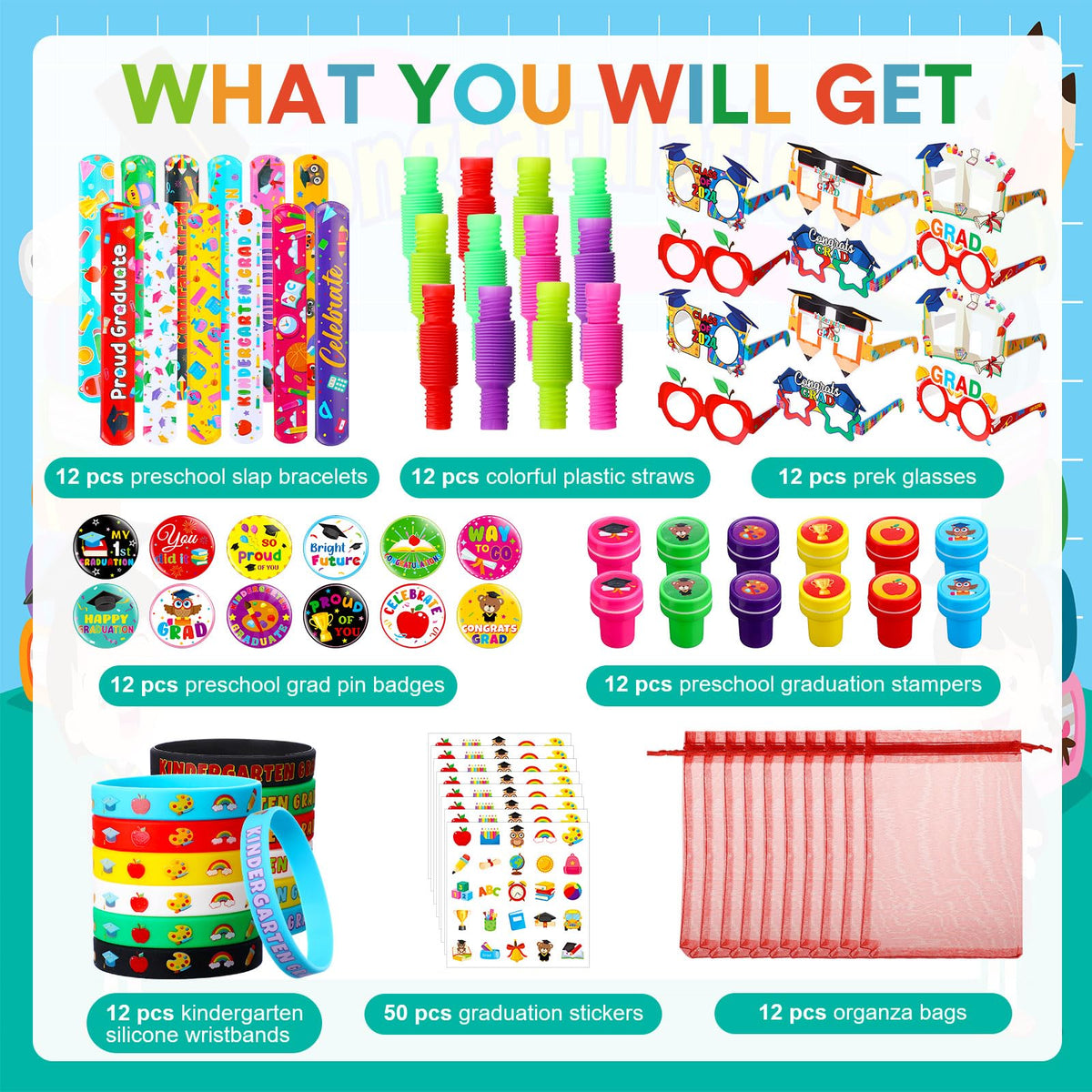 Seajan silicone bracelets with graduation theme, comfortable wear for kindergarten parties.