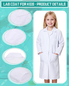 Seajan kids lab coat sleeves close-up with foldable cuffs for adjustability