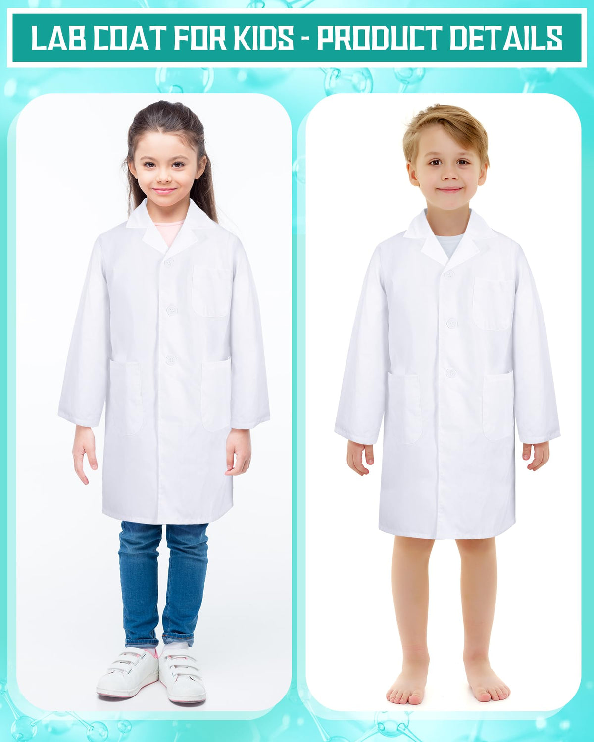 Seajan unisex white lab coat in action during play