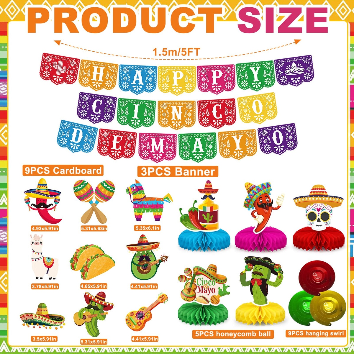 Sealmic Cinco de Mayo swirl cactus adds vibrant overhead decor for parties