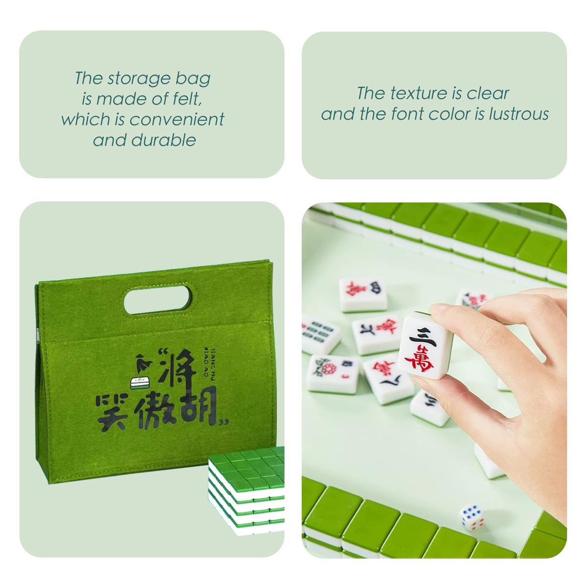 SEAMEW mahjong storage case with tablecloth reduces noise and protects surfaces.