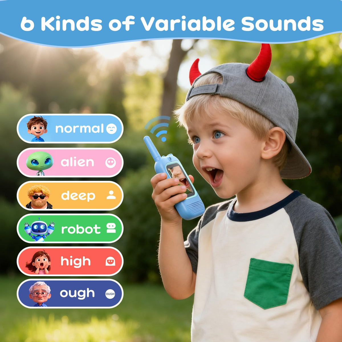 Seaonar kids walkie talkie used indoors during playtime with video