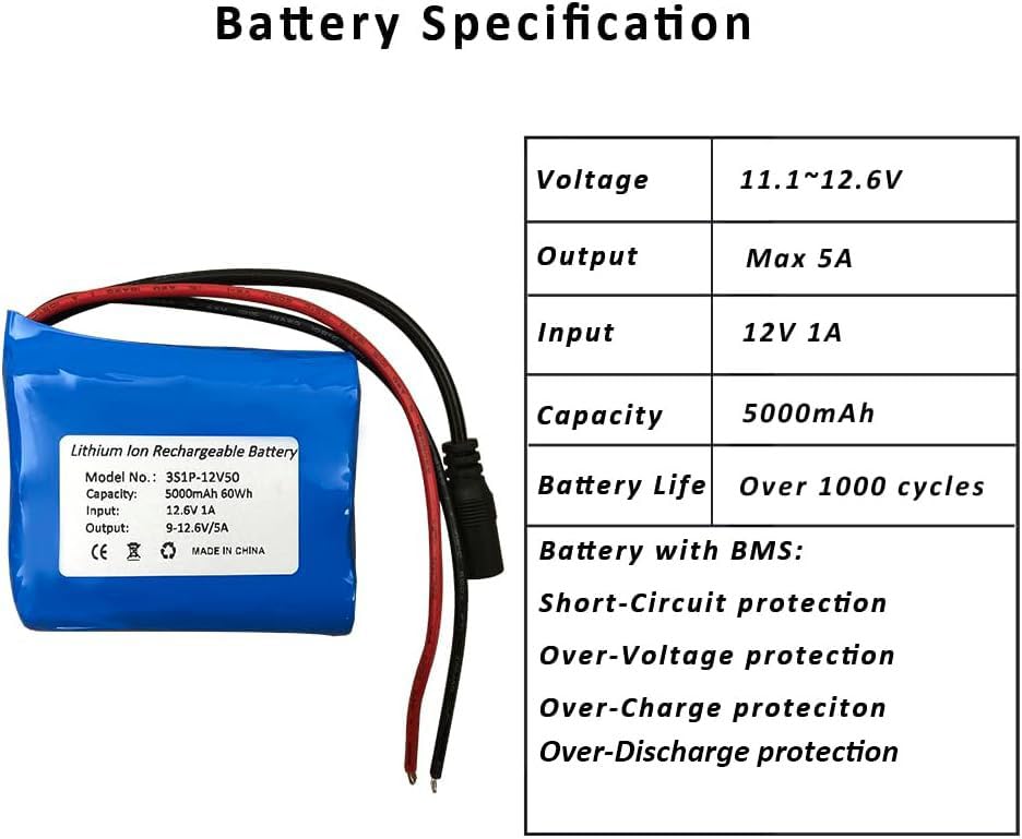Seasider 12V battery pack side with bare leads for easy DIY wiring