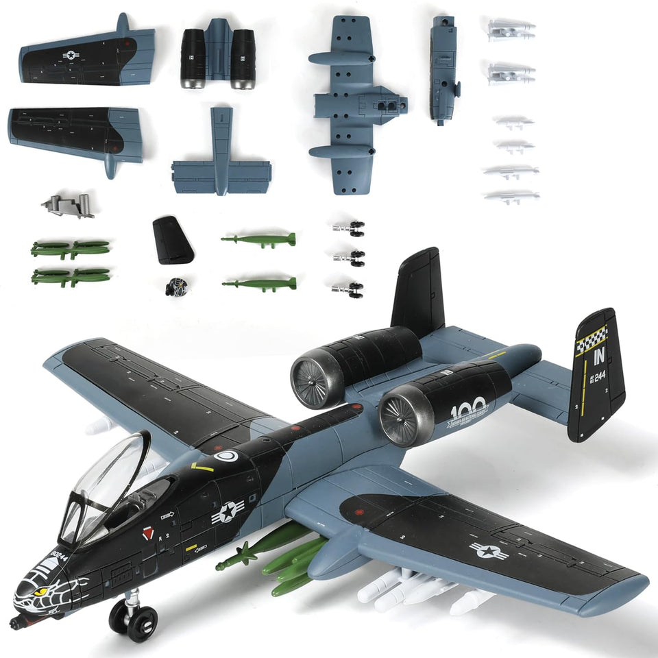 SEBUNAS 1:72 A-10 Warthog kit parts ready for snap-fit assembly and quick display