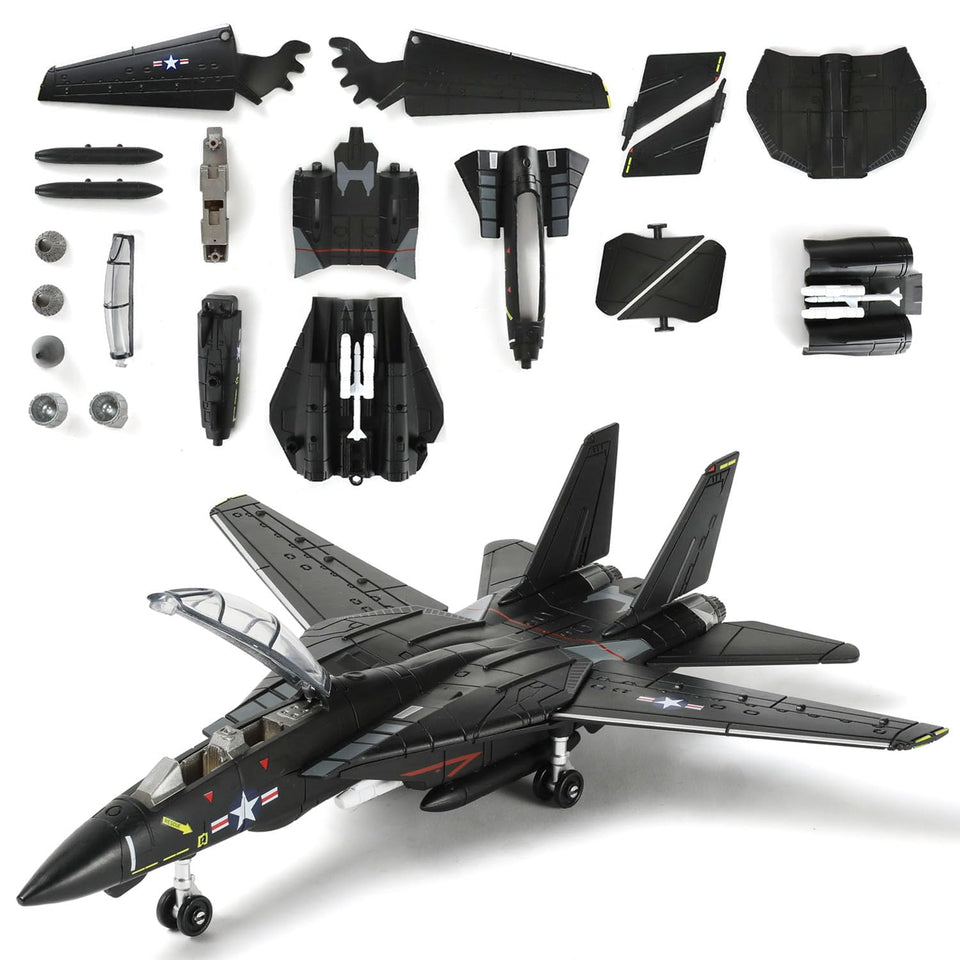 SEBUNAS 1:72 F-14 Tomcat model with movable wings for dynamic display.