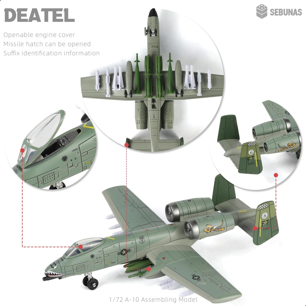 SEBUNAS A-10 model detailed textures highlight wings and fuselage realism