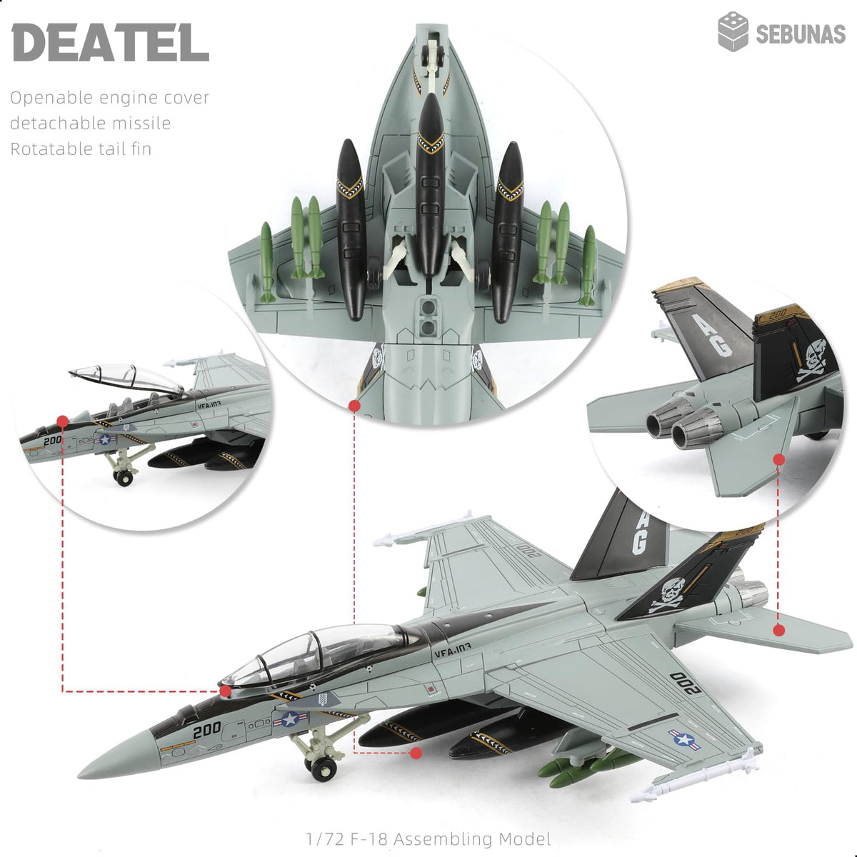 SEBUNAS authentic-f18-detailing highlights cockpit and wing features.