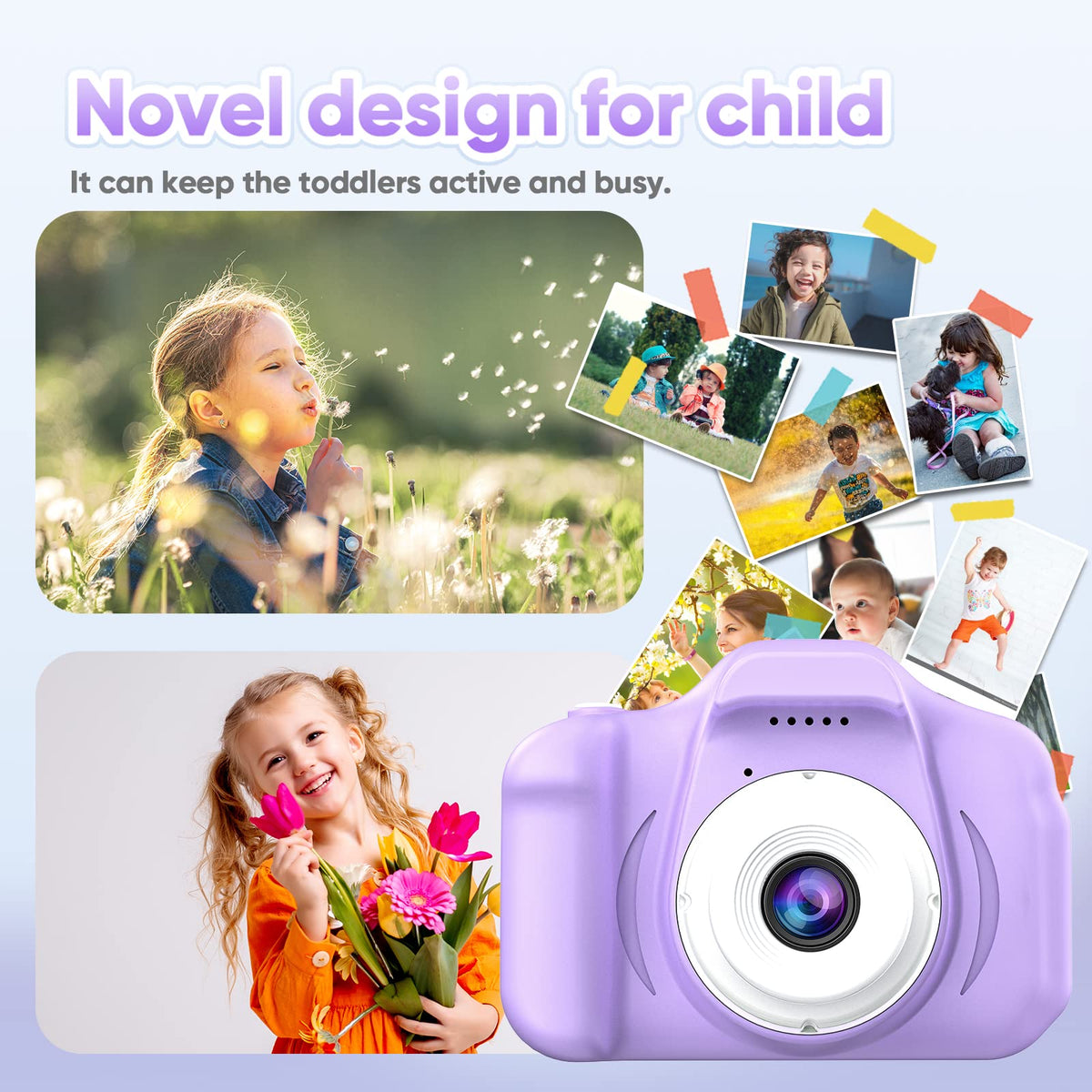 Seckton Upgrade Kids Selfie Camera durable shell provides anti fall protection during play.