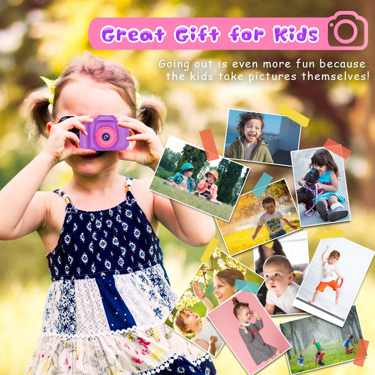 Seckton Upgrade Kids Selfie Camera portable lanyard for easy carry