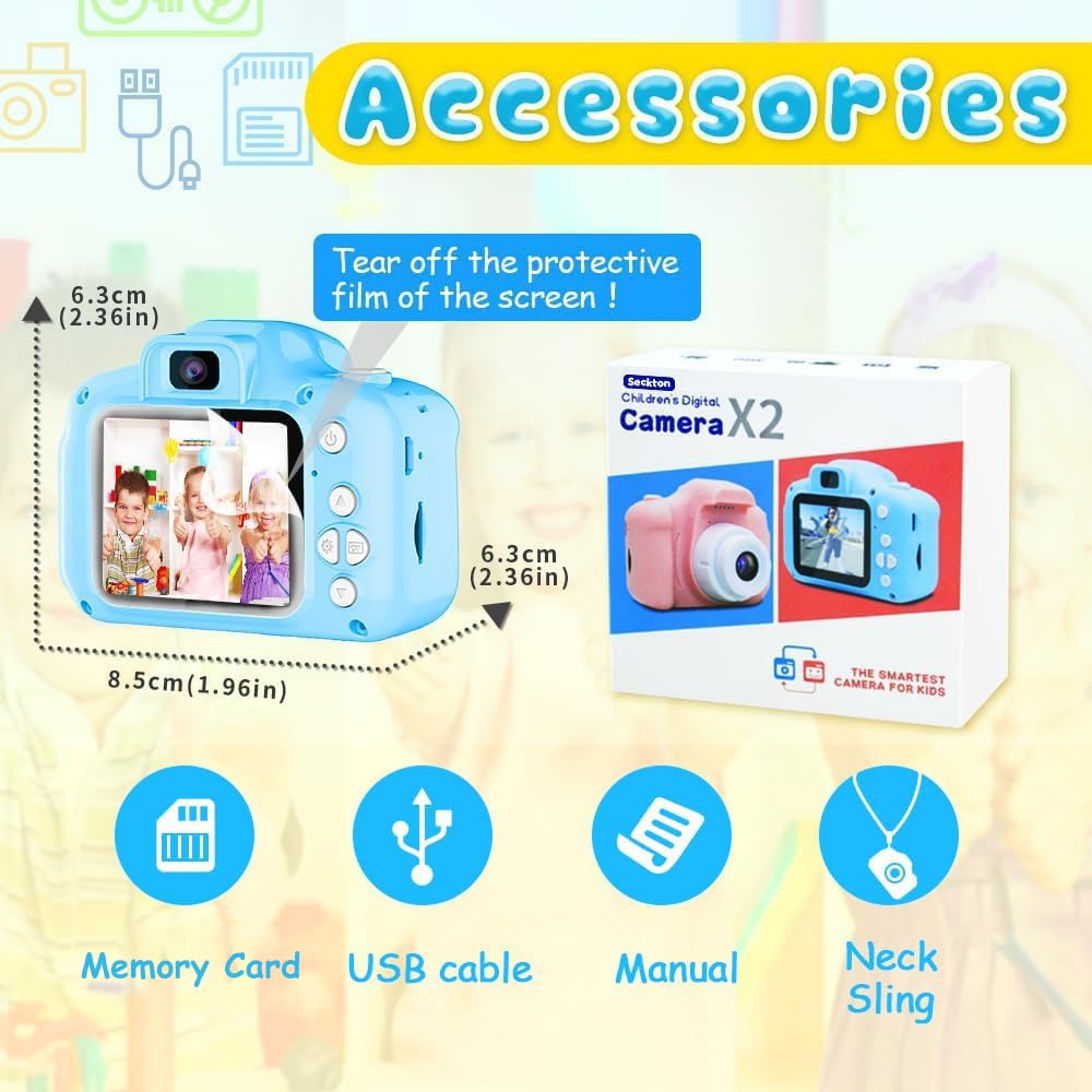 Seckton Upgrade Kids Selfie Camera safe-shell design protects active children.