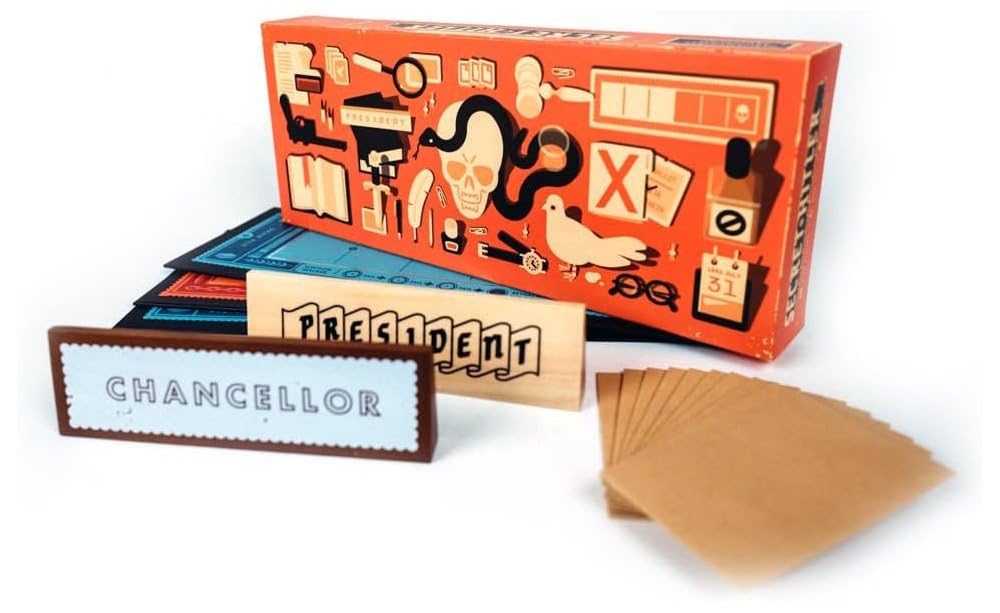 Secret Hitler solid boards with foil inlay enhance visual appeal during play