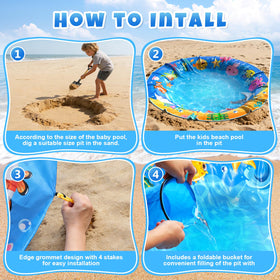 SEDITY foldable beach pool with storage bag ready for travel and quick setup.