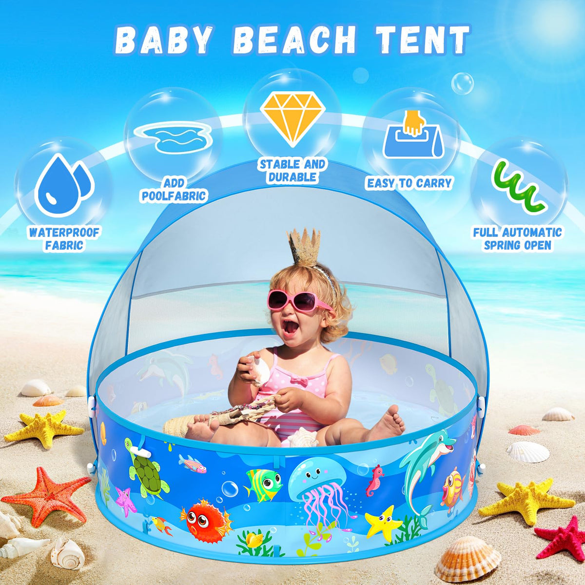 Sedity baby beach tent portable and travel-ready for outdoor use.