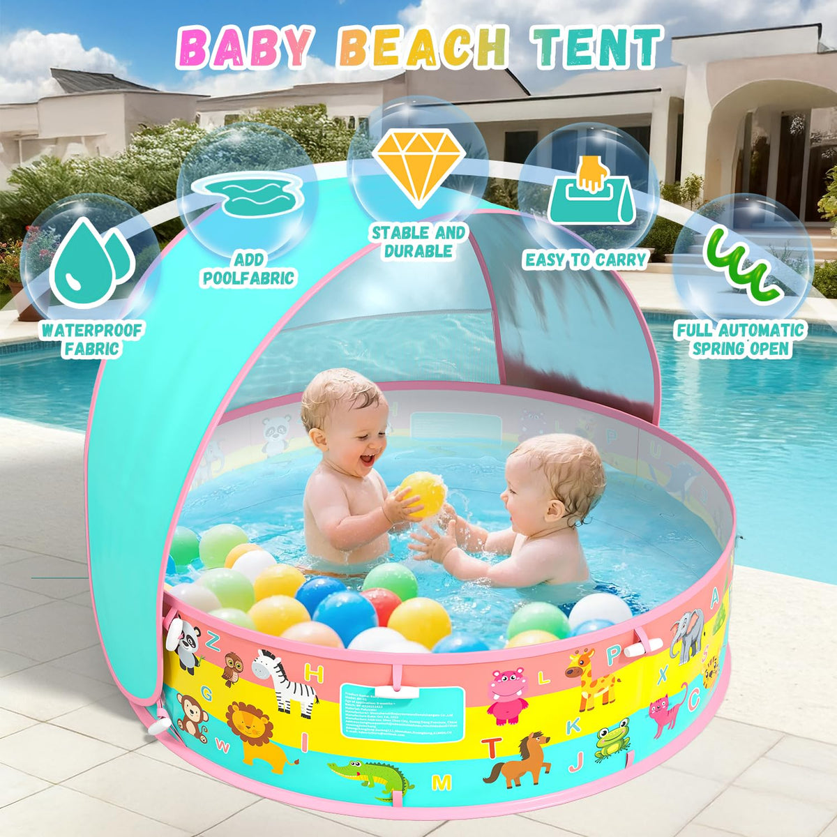 SEDITY Kiddle pool folds in 60 seconds for easy camping or travel.