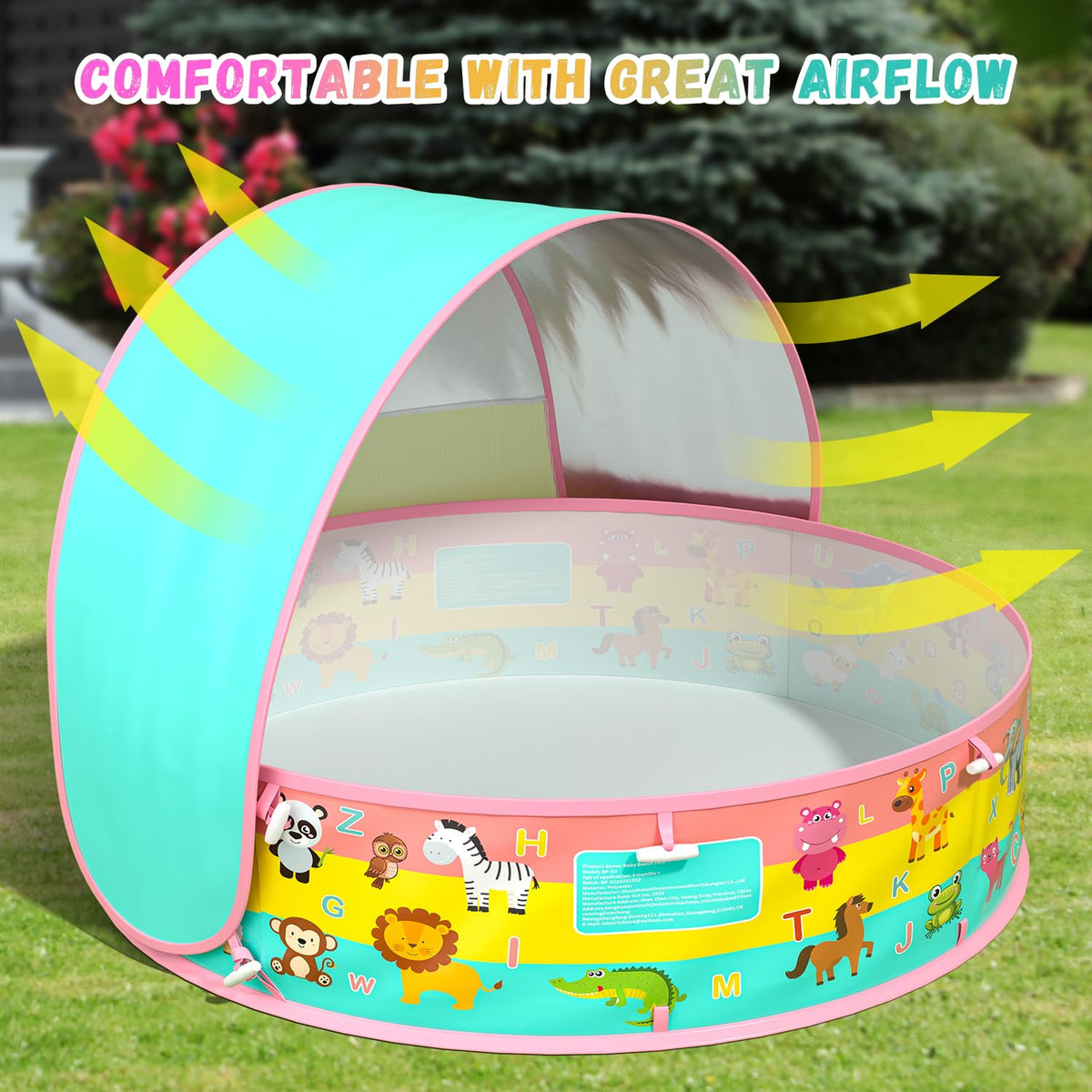 SEDITY Kiddle pool's breathable mesh canopy keeps air flowing and comfortable.