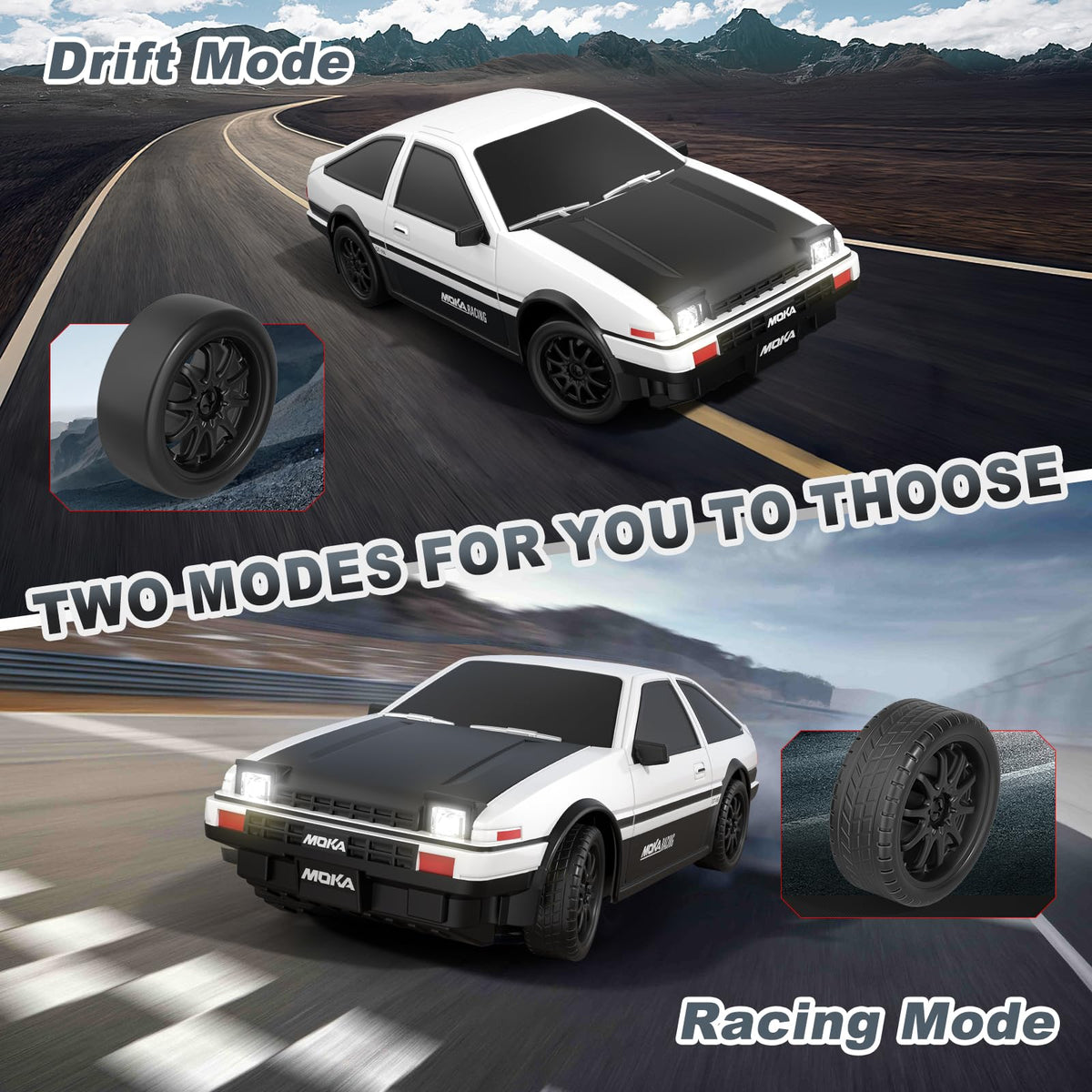 SEDITY RC Drift Car 1:24 LED headlights illuminate night-time drifts